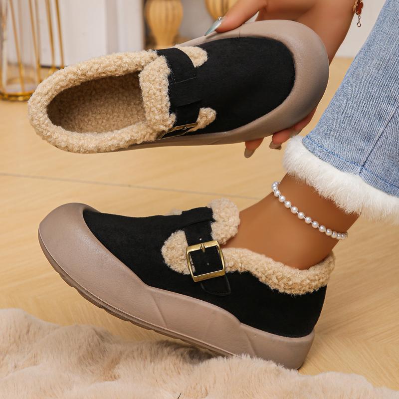 Fashion Fashion Mix Color Faux Fur Snow Boots Women 2025 Autumn Round Toe Thick Bottom Ankle Boots Warm Short Plush Non Slip Booties