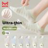 6 Pairs of Women's Socks, Summer Square Mesh Boat Socks, Thin Breathable Short Socks, Shallow Mouth Invisible Socks, Cotton Socks