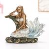 Resin Mermaid Figure Rhinestone Sea Maiden Girl Miniature Fairy Tale Character Ornament Room Decor Handcraft Gift for Girlfriend