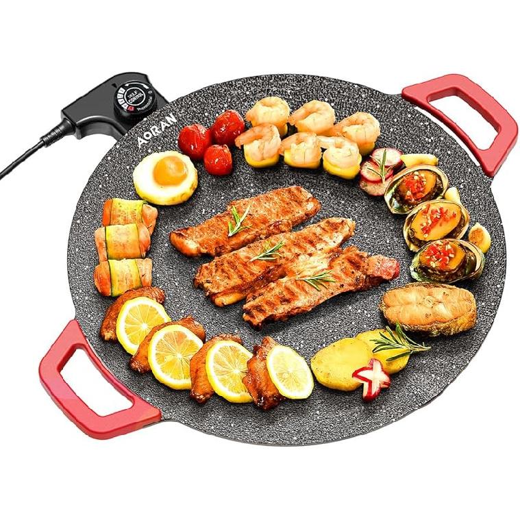AORAN Indoor Grills Electric Smokeless – Nonstick Electric Griddle for Indoor Use, Compact & Versatile Cooking for Steaks, Pancakes, and BBQ