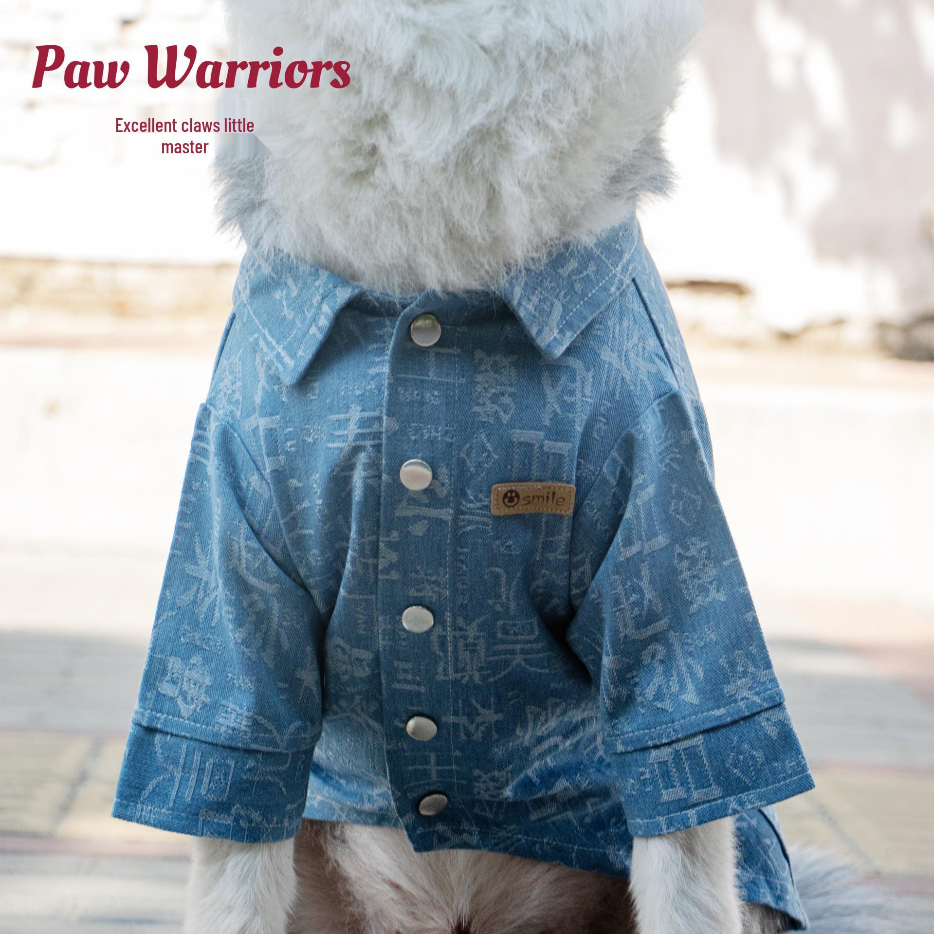 

Pet Denim Chinese Shirt: Spring/Autumn Outerwear for Dogs & Cats - Teddy, Bichon, Schnauzer, Border Collie XS (~1-3 lbs)