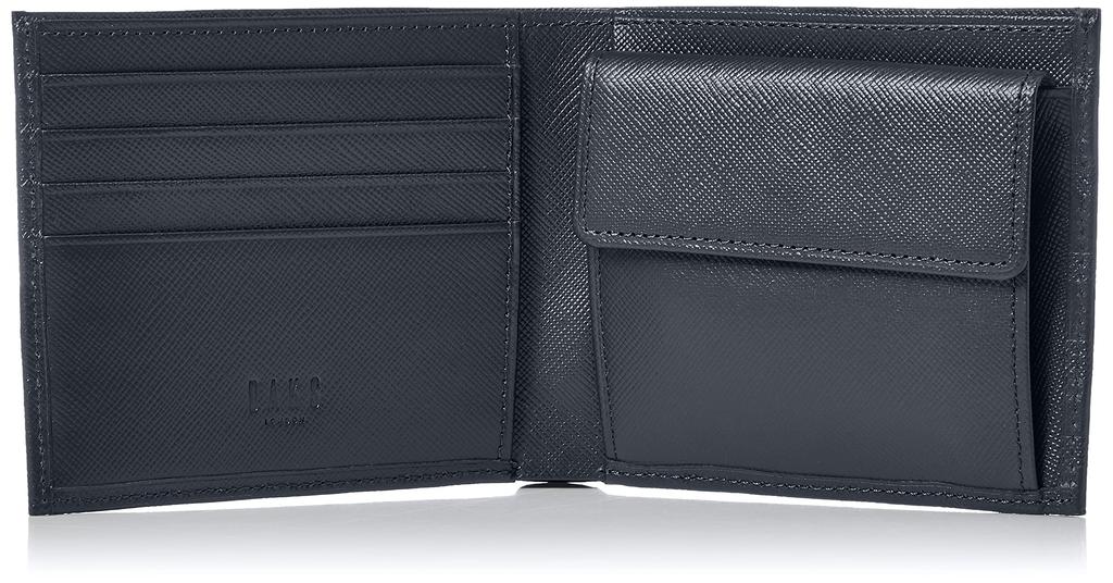 Daks Men's Checker Emboss Bifold Wallet, Navy