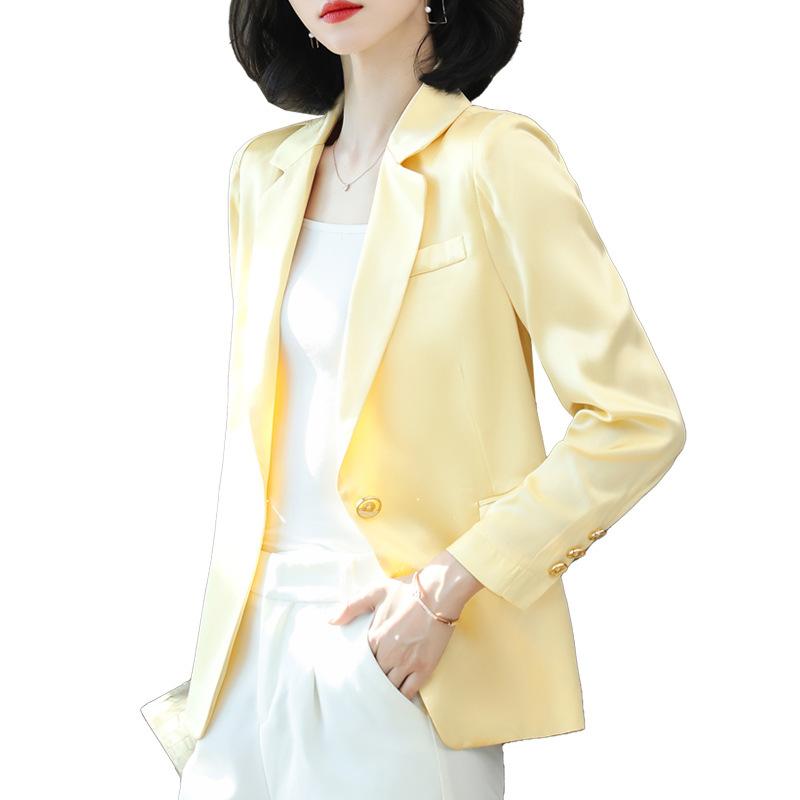 Silk small blazer women's spring and autumn new one-button casual commuting temperament mulberry silk suit