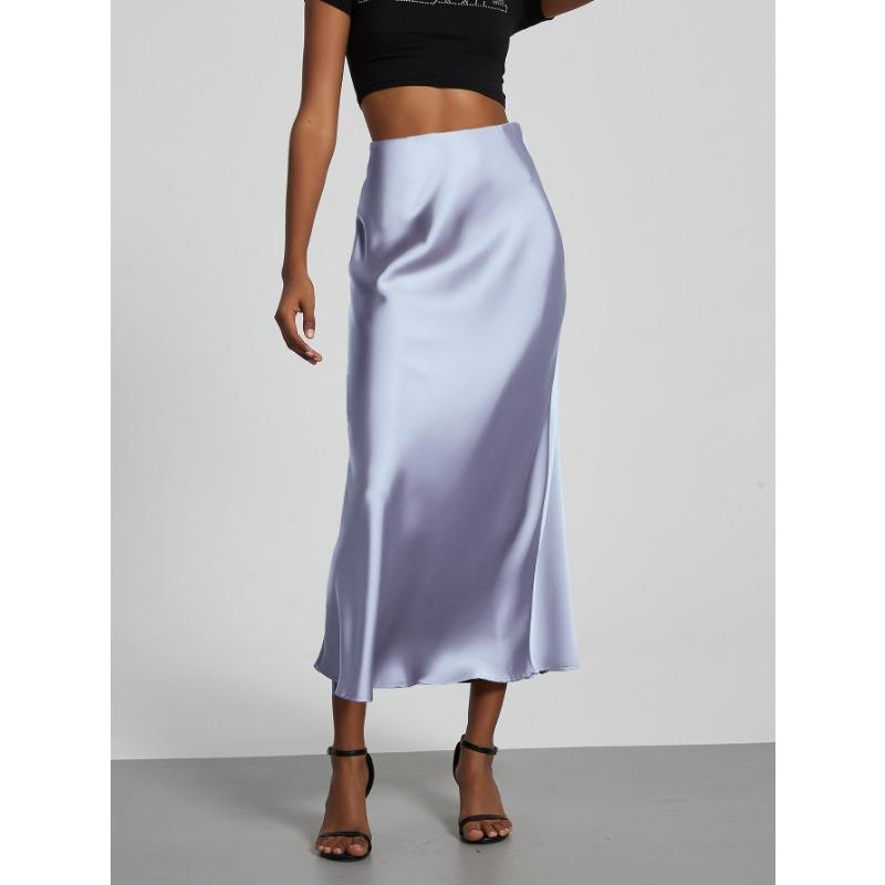 Dámská temperamentní elegantní saténová sukně s hedvábnou texturou, zeštíhlující sukně