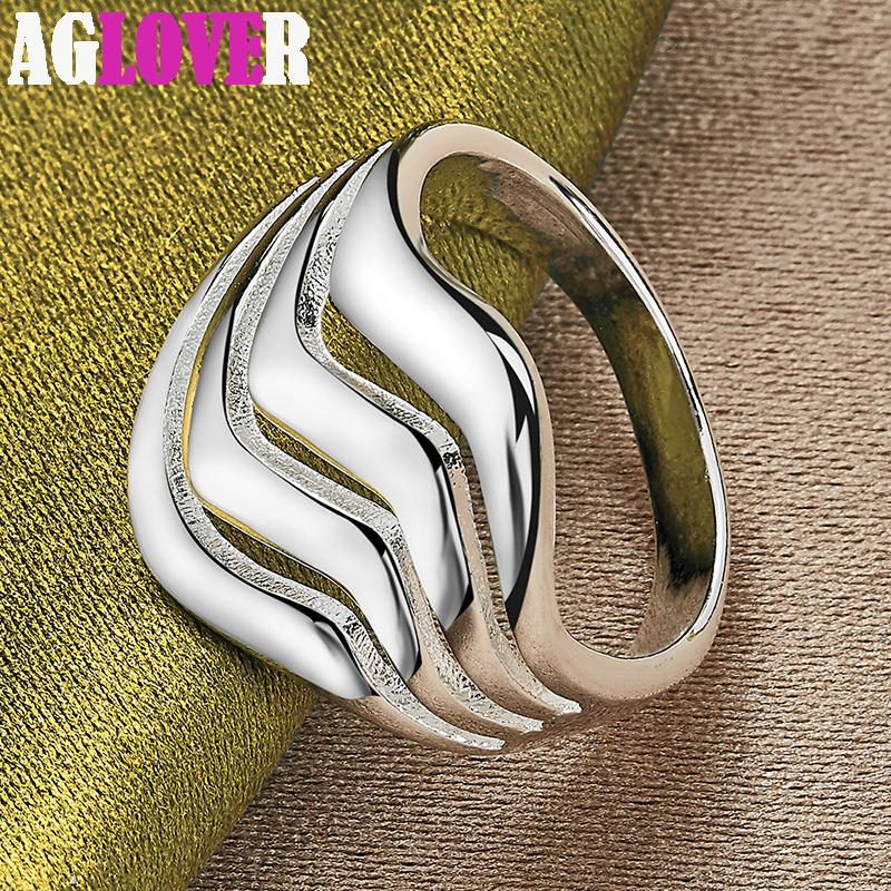 925 Sterling Silver Four Lines Smooth Ring Jewelry