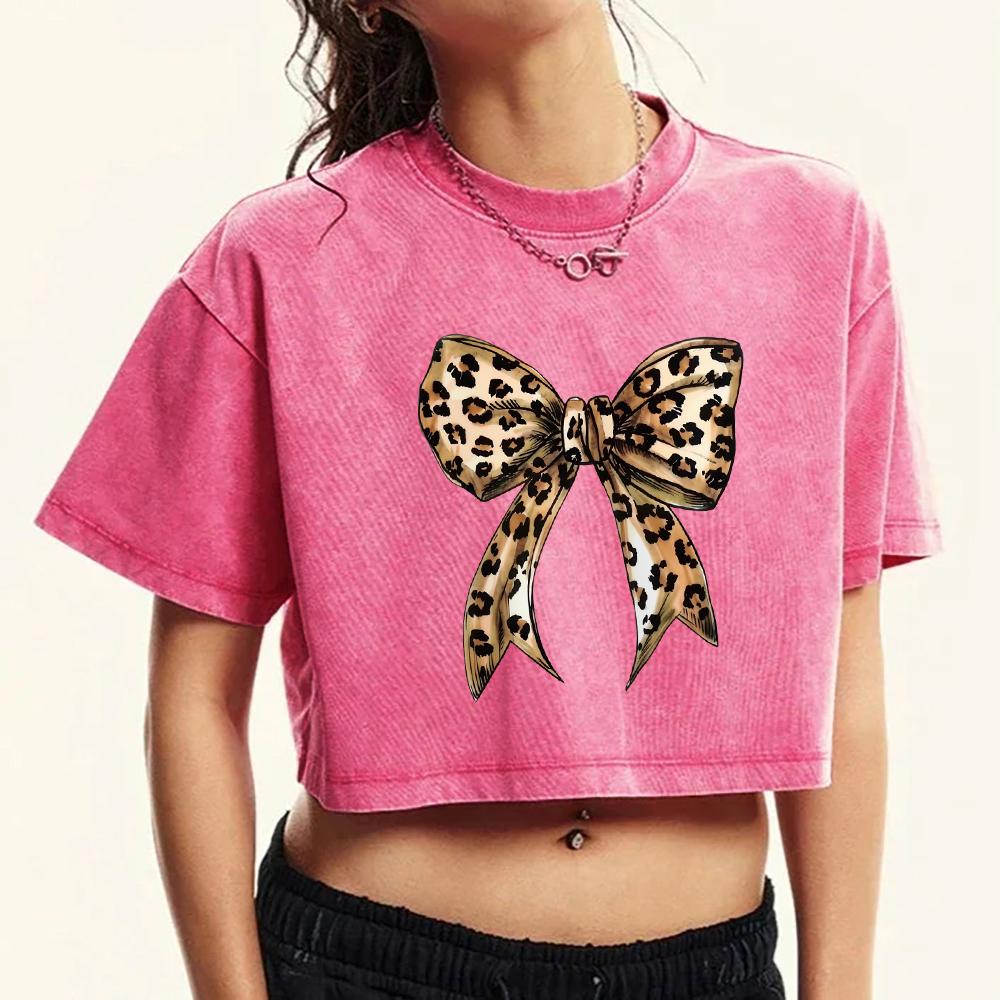 

Креативная футболка с принтом леопарда, бантом, стиранная, женская, ретро, повседневная, с круглым вырезом, хлопковая, с коротким рукавом, облегающая XL