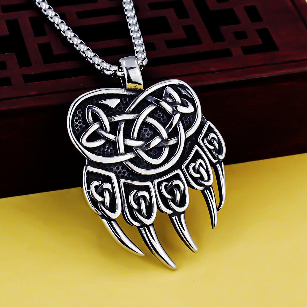 

Necklace Men s Wolf Head Viking Wolf Claw Pendant 50CM(Necklace Size) срібний