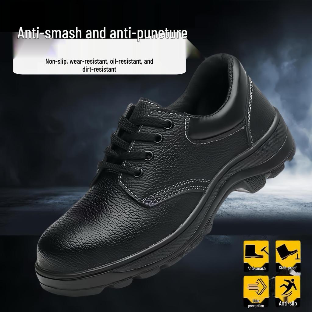 Summer Men's Breathable Safety Shoes: Anti-Smash, Anti-Puncture, Anti-Slip, Wear-Resistant, Fashionable with Rotating Button.