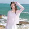 Sancai V-Neck Hollow Knit Long Sleeve Top