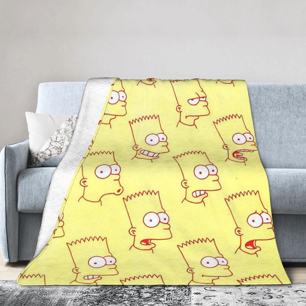 S-Simpson Blanket Velvet Print Multifunction Warm Throw Blankets for Home Car Bedspread