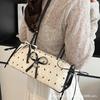 Sweet Foreign Style Bow Underarm Bag Women's 2025 New French Niche Baguette Bag Versatile Shoulder Commuter Bag
