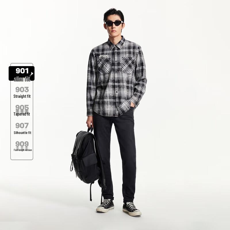 JACK&JONES Men's Slim Fit Washed Black Denim Jeans