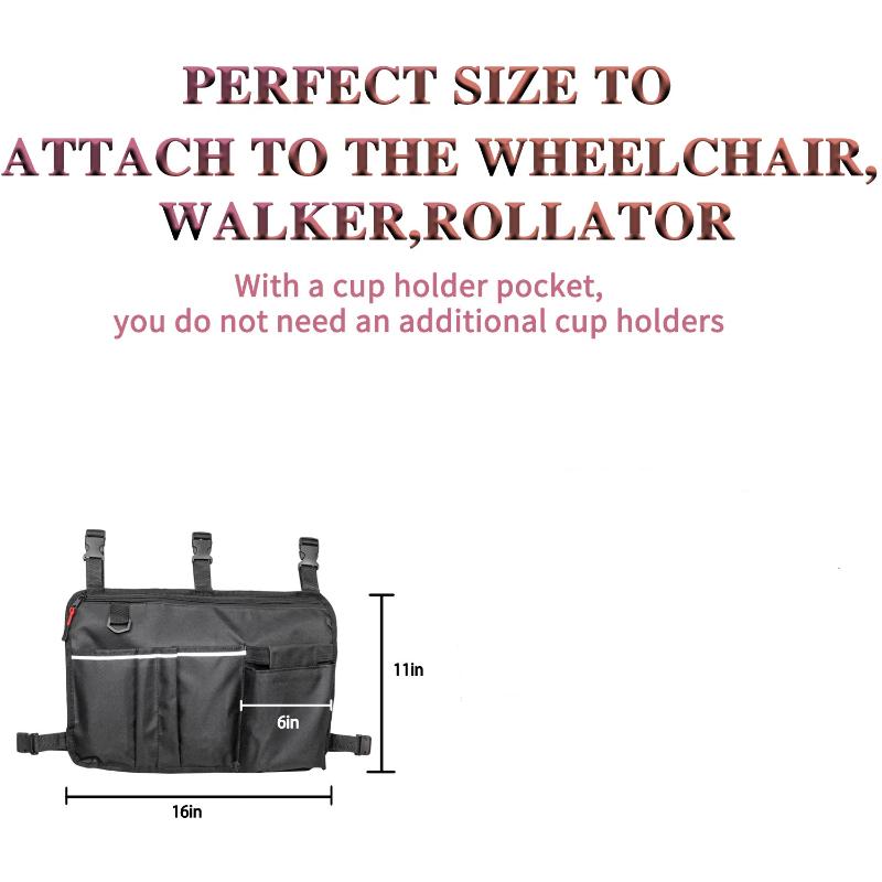Heavy Duty Wheelchair Organizer Side Bag for Electric Scooter Storage Hanging Pocket for Medical and Personal Items