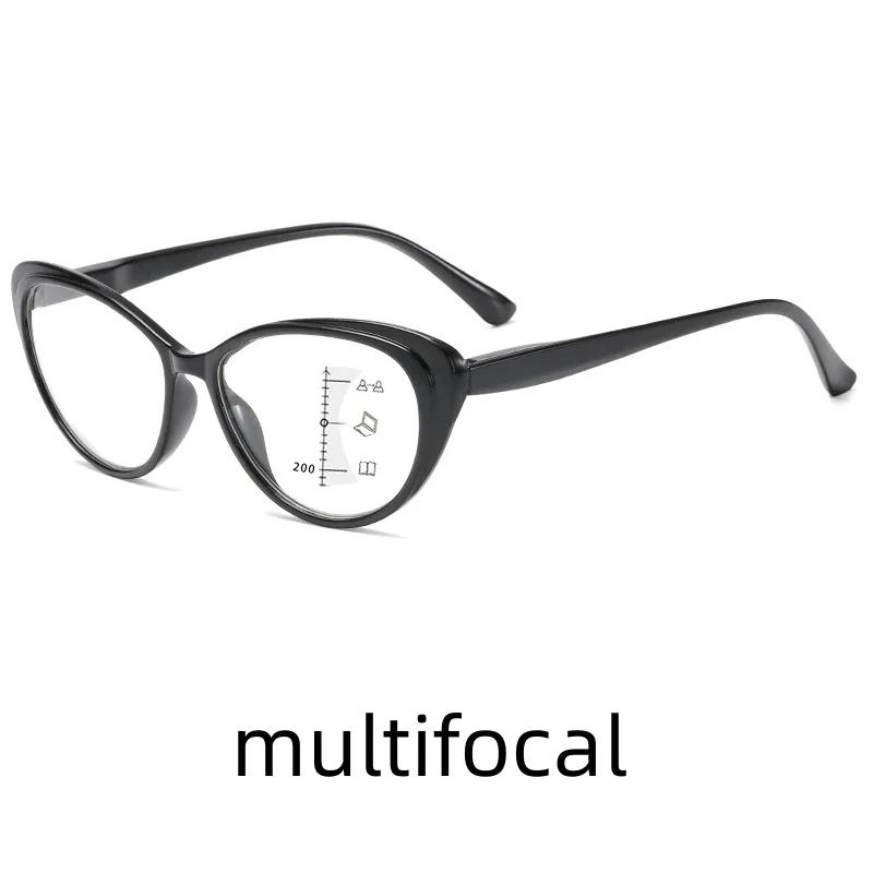 

Large Frame Multifocal Progressive Presbyopia Glasses Transparent Lenses Spring-Loaded Reading Glasses For The Elderly +4.0