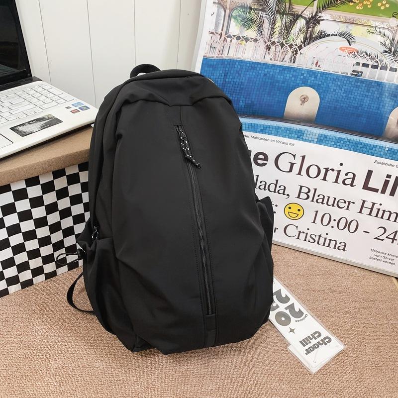 Schoolbag Female Junior High School Students High School Student Backpack Large Capacity Solid Color Backpack