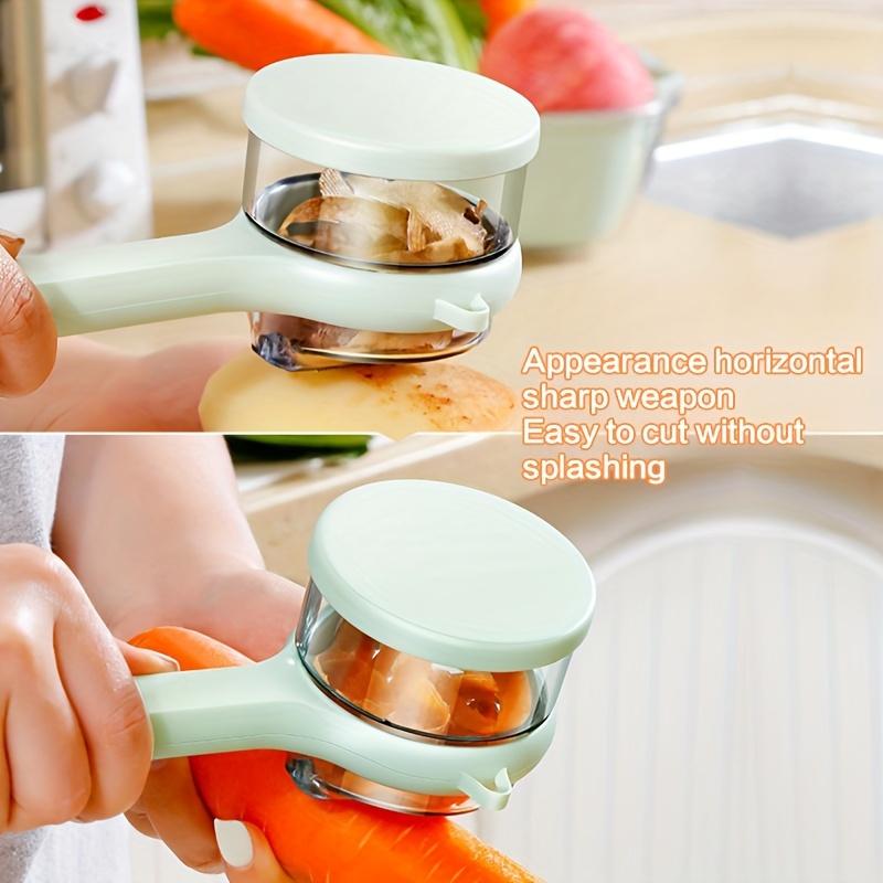 1pc Fruit Vegetable Peeler with Storage Box Serrated Blade, Ergonomic Handle, Durable Plastic Kitchen Tool for Effortless Peeling Ideal for Dorm,Home