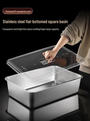 Stainless Steel Rectangular Vegetable Basin with Lid for Buffet Display and Warming Table