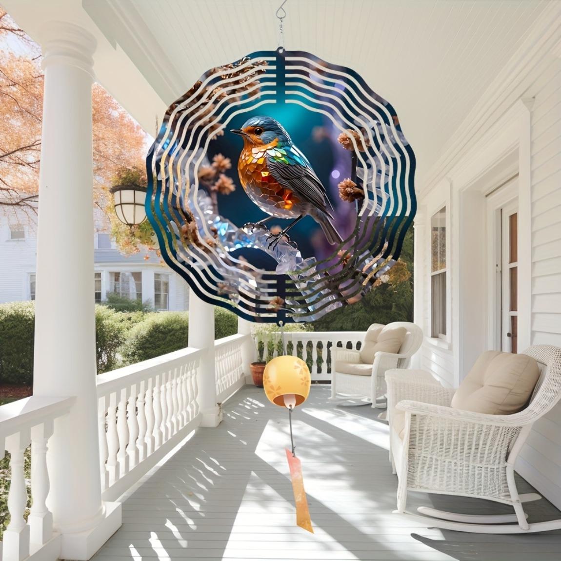

Sparrow Metal Wind Spinner - 25.4cm Vibrant Laser-Cut Garden Spinner, 360° Rotating Hook for Patio & Outdoor Decor 01A