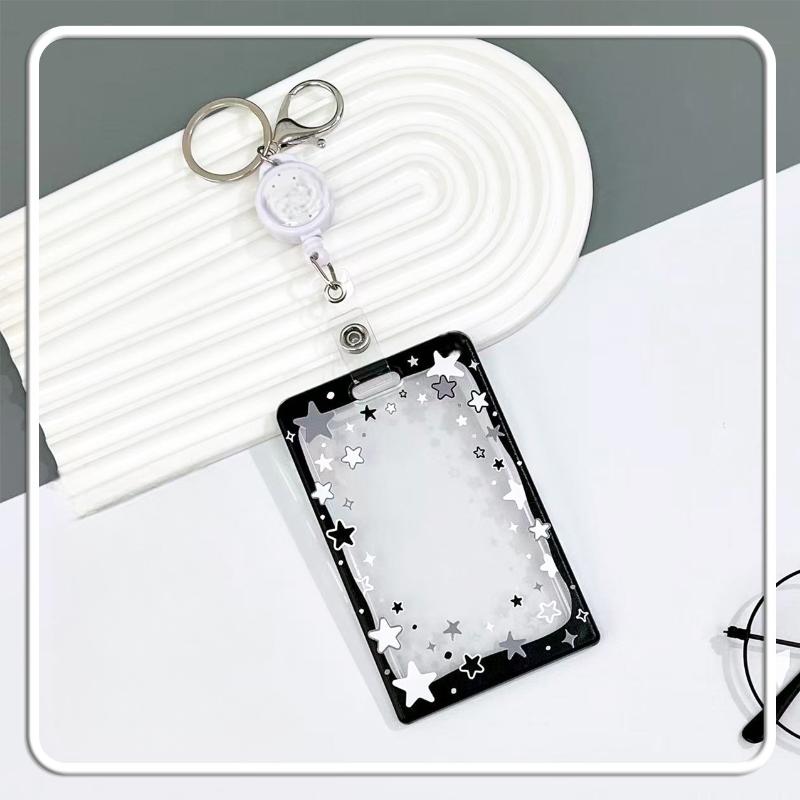 Star Sliding Cover Card Holder Transparent Portable Id Protector Kpop Photocard Photo Case Student School Card Bus Card Holder