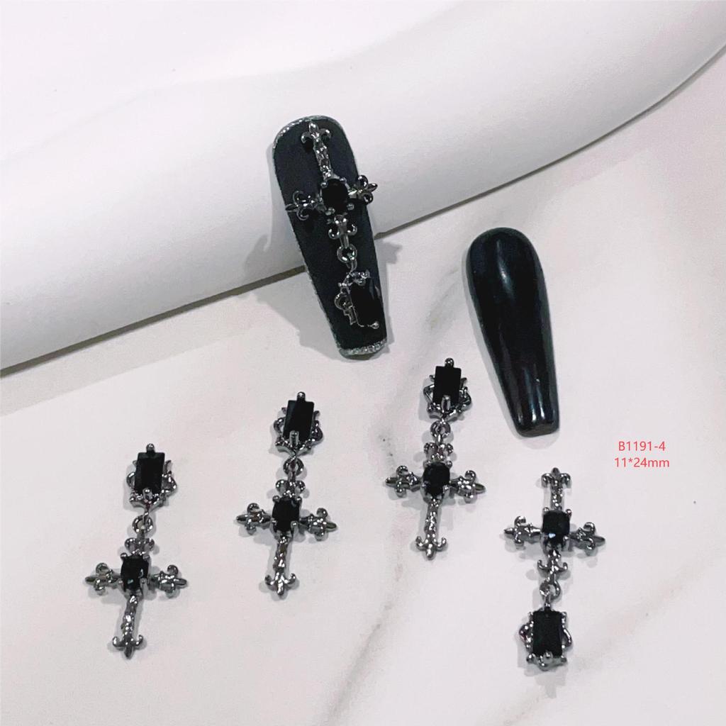 Chrome Hearts Cross Punk Retro Metal 32 DIY Wearable Nail Art Doll Accessories Zircon Manicure Jewelry