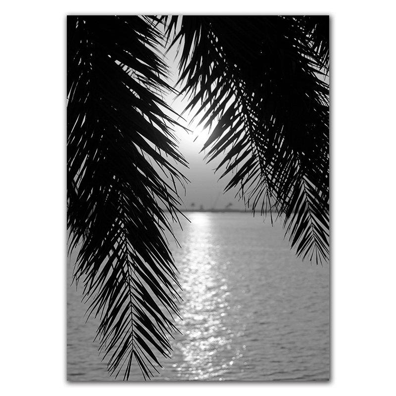 Träbro Landskap Flicka Fåglar Svart Vit Konstaffisch Träd Skog Surf Natur Bildtryck Skandinavisk väggdekor HD0134