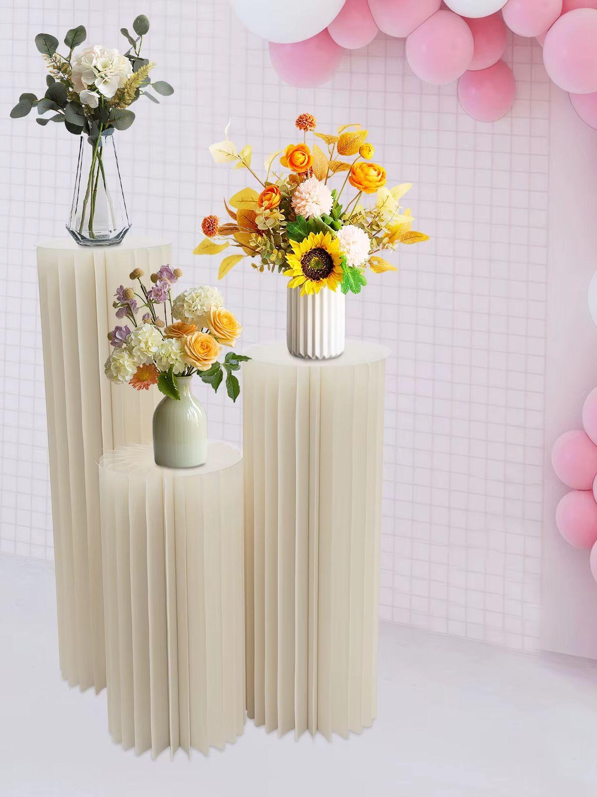 

3 шт. Свадебная подставка для цветов, украшение для вечеринки, цилиндрическая подставка для десертного стола белый