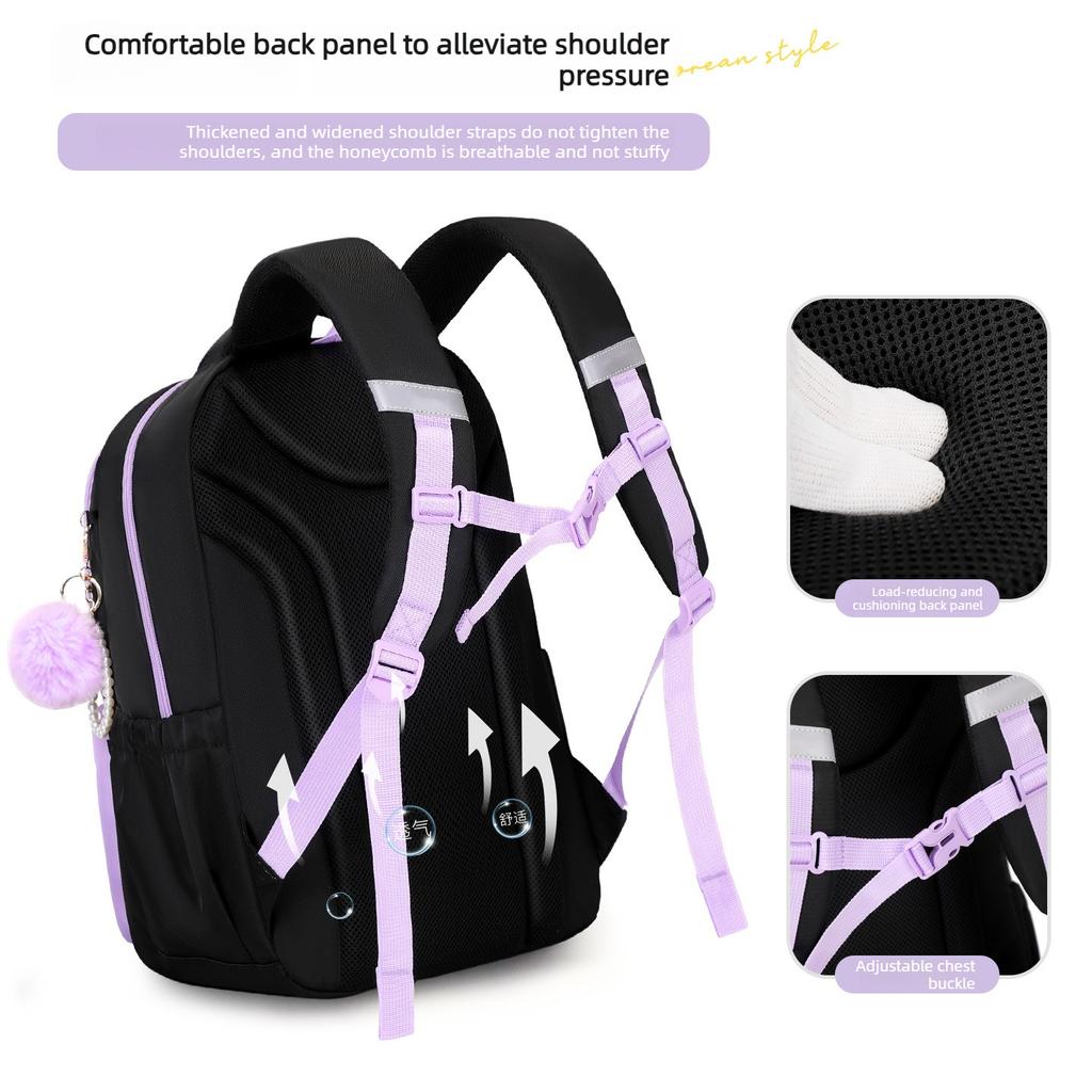 3pecs/set Elementary Bow School Bags Large Capacity Cute Backpack for Junior High School Girls with Pencil Case Lunch Box Set