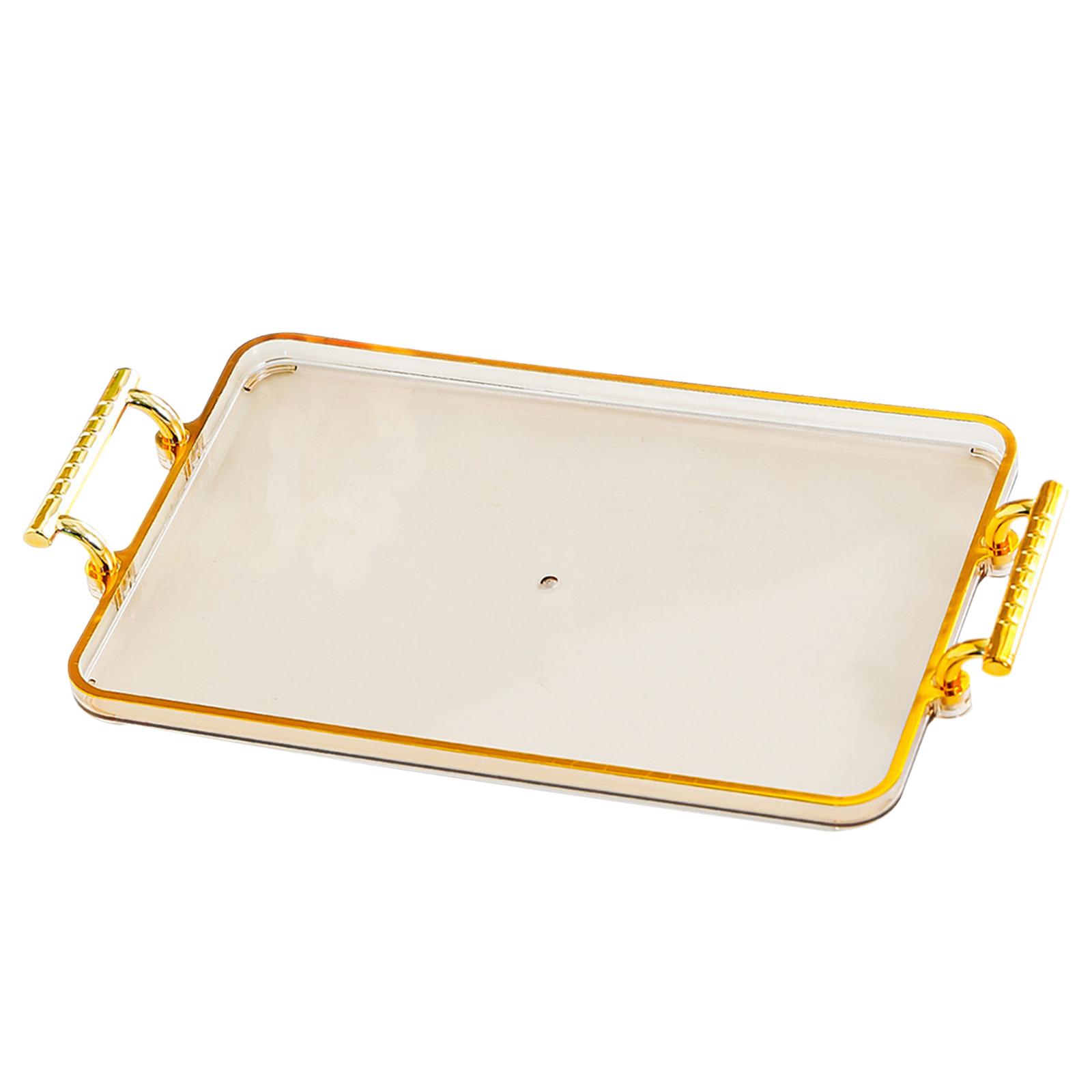 

Decorative Trays for Home Decor Plastic Tray with Handles for Serving Coffee Snacks Perfume Jewelry