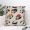 Sushi Panda Square Pillow Case Food Cushion Cover Vintage Polyester Decorative Throw Pillow Case Cover For Home 40*40Cm