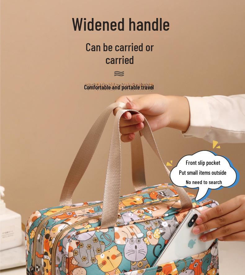 Kosmetik- & Toilettenartikel-Tasche mit großer Kapazität, Cartoon-Design, wasserdicht, mit Nass-/Trockenfach und isoliertem Futter