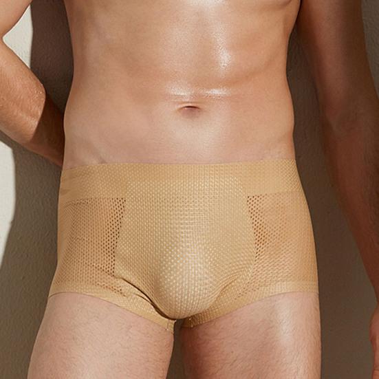 Men Underpants Hollow Out Breathable Thick Fake Butt High Elastic Butt Lifted See-through