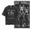 DoberUnisex Dog Vintage Graphic Printed Washed Distressed Big Size Black Cotton Unisexs Retro TShirt G
