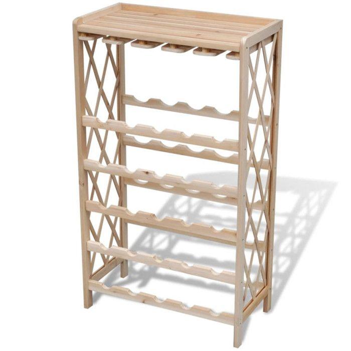 Casier à bouteilles - vidaXL - Bois de sapin - 25 bouteilles - 50 cm - Marron