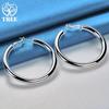 925 Sterling Silver 50mm Round Smooth Big Circle Hoop Earrings Jewelry