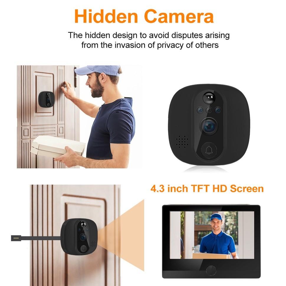 4.3 inch Smart Infrared Video Intercom Door Cameras Household Digital WiFi Video Door Ring Peephole Visual Intercom Doorbell