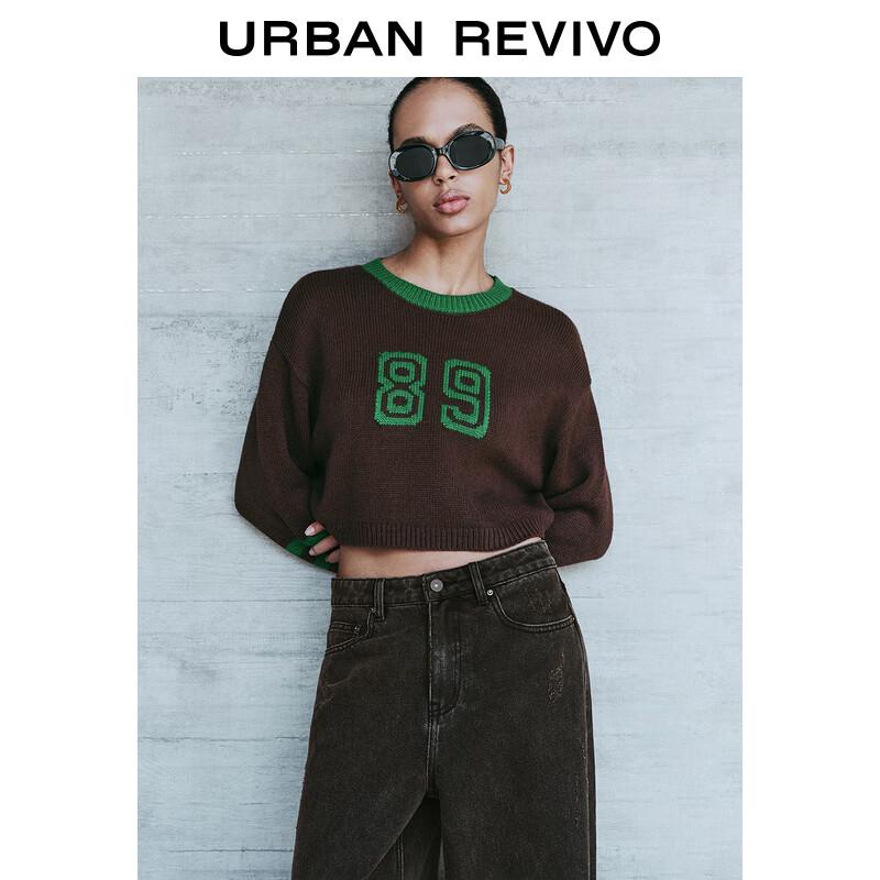 UR Dámský svetr v americkém vysokoškolském stylu s barevným blokováním a žakárovým úpletem