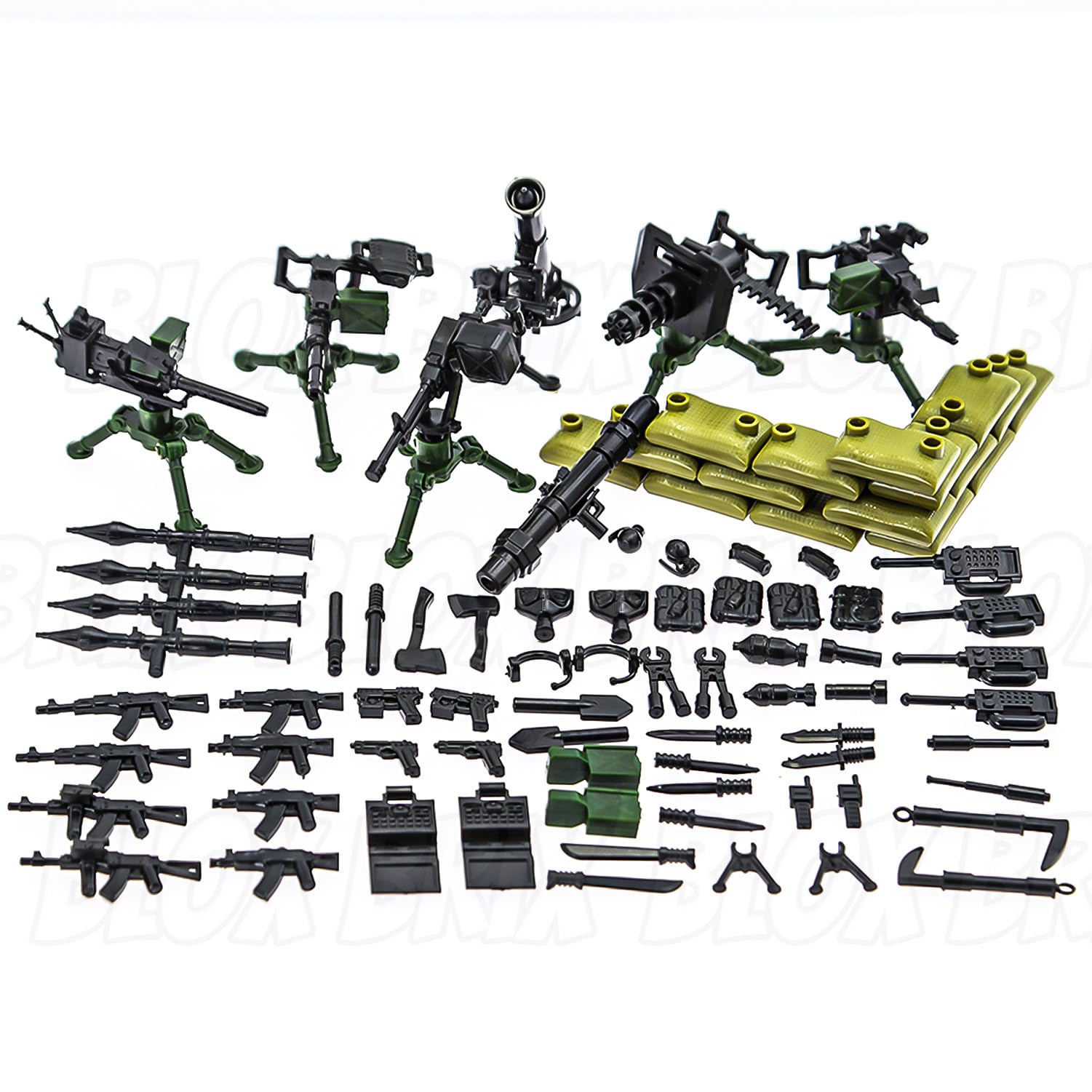 

BloxBrix 106-Piece Weapon - Machine Gun - LEGO Gun Compatible Rifle, Minifigure - Add-on - Military Base Toy - Soldier - Police, WWII - Modern - SWAT