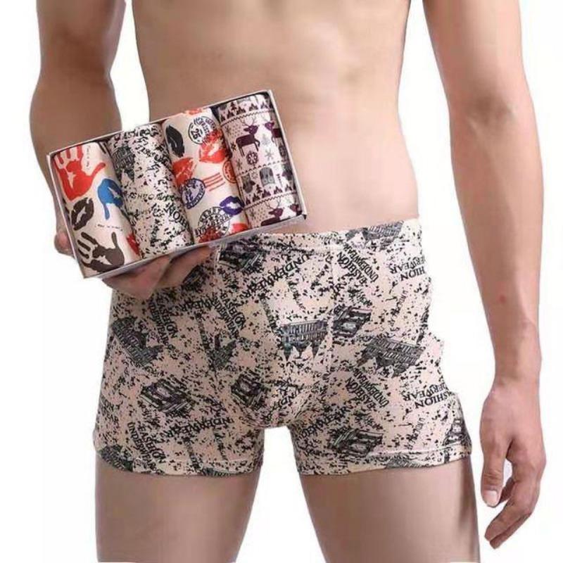 Männerhöschen 4 teile/los Männliche Unterhose Mann Pack Shorts Boxer Unterwäsche Mode Sexy Herren Boxer Bambus Loch Große Größe