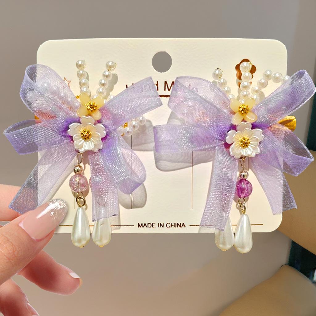 Mid-Autumn Hanfu Fairy Hair Clip - Women's & Children's Ancient Style Floral Tassel, Sweet Accessory for Girls