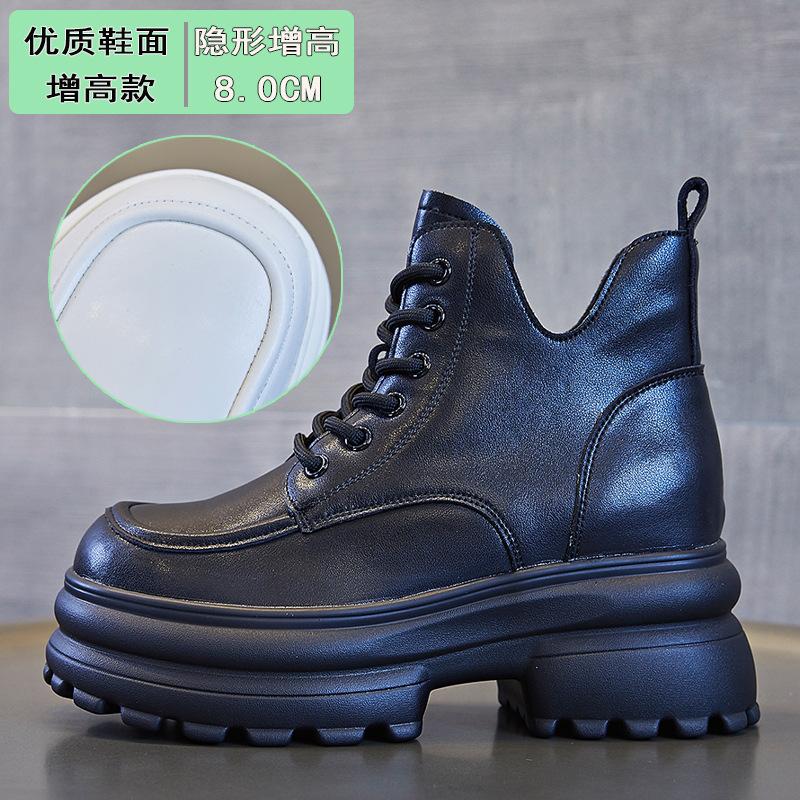 

Leather Martin boots women s 2025 new black trendy short boots British style platform boots end fried street small short boots 34