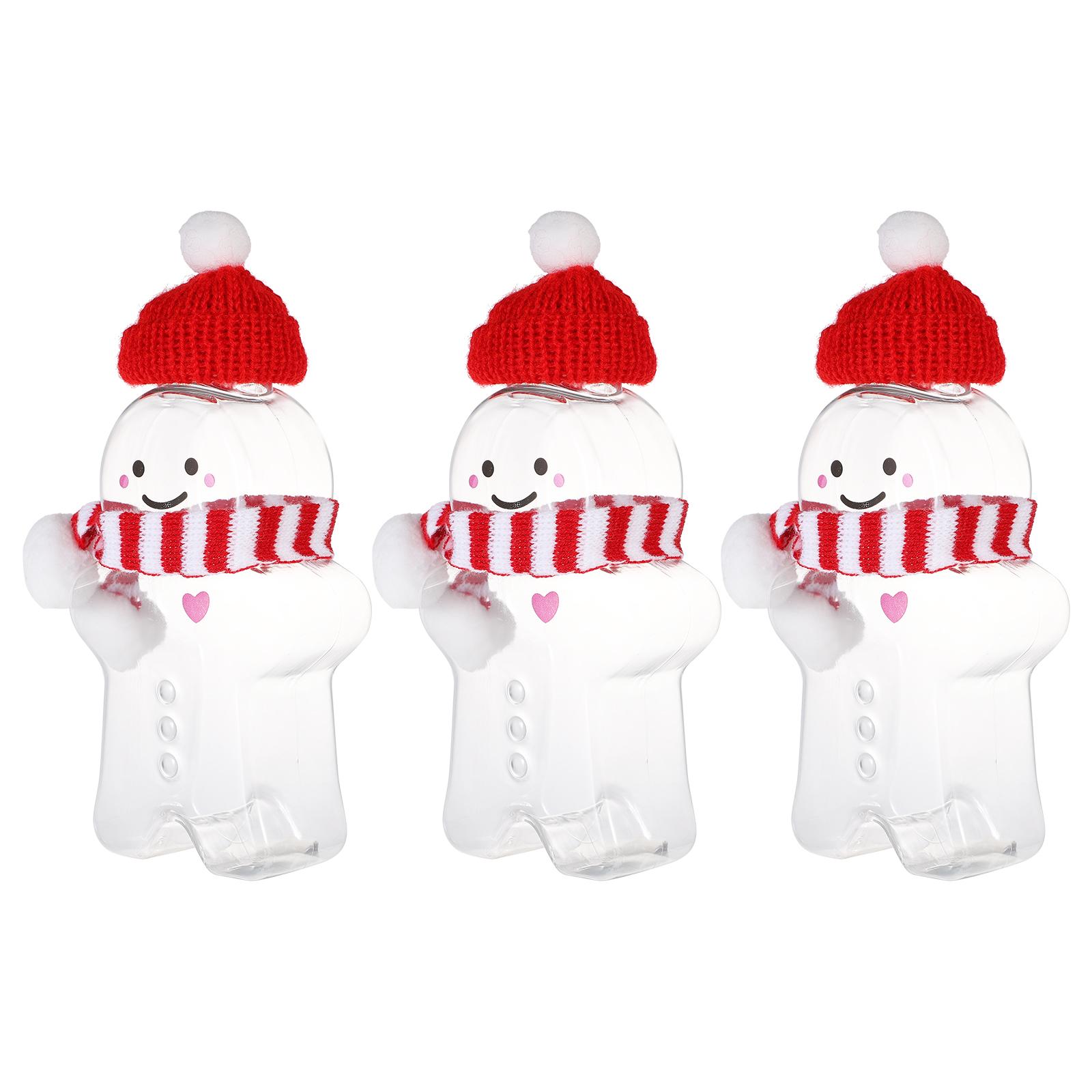 Refillable Juice Bottles 350ml Christmas Gingerbread Man Design 3 Sets Empty Drink Containers for Candy Syrup Party Packaging 350 ML