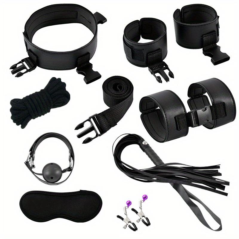 9pcs SM Erotic Supplies Set: SM Bondage Bundle with Leather Couple Sex Toys - Elevate Your Sex Life!