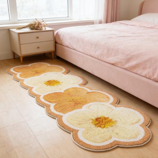 Blumen-Teppichboden aus Kunstkaschmir, rutschfest, waschbar, saugfähig, Plüsch, florale Bodenmatte, Dekoration für Wohnzimmer, Schlafzimmer, Badezimmer