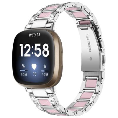 Fitbit Versa 4 3 Sense 2 kordonu Akıllı Saat Aksesuarları Reçine Paslanmaz Çelik Metal Bileklik Fitbit Versa 3 Kordonu için Elmas Kayış