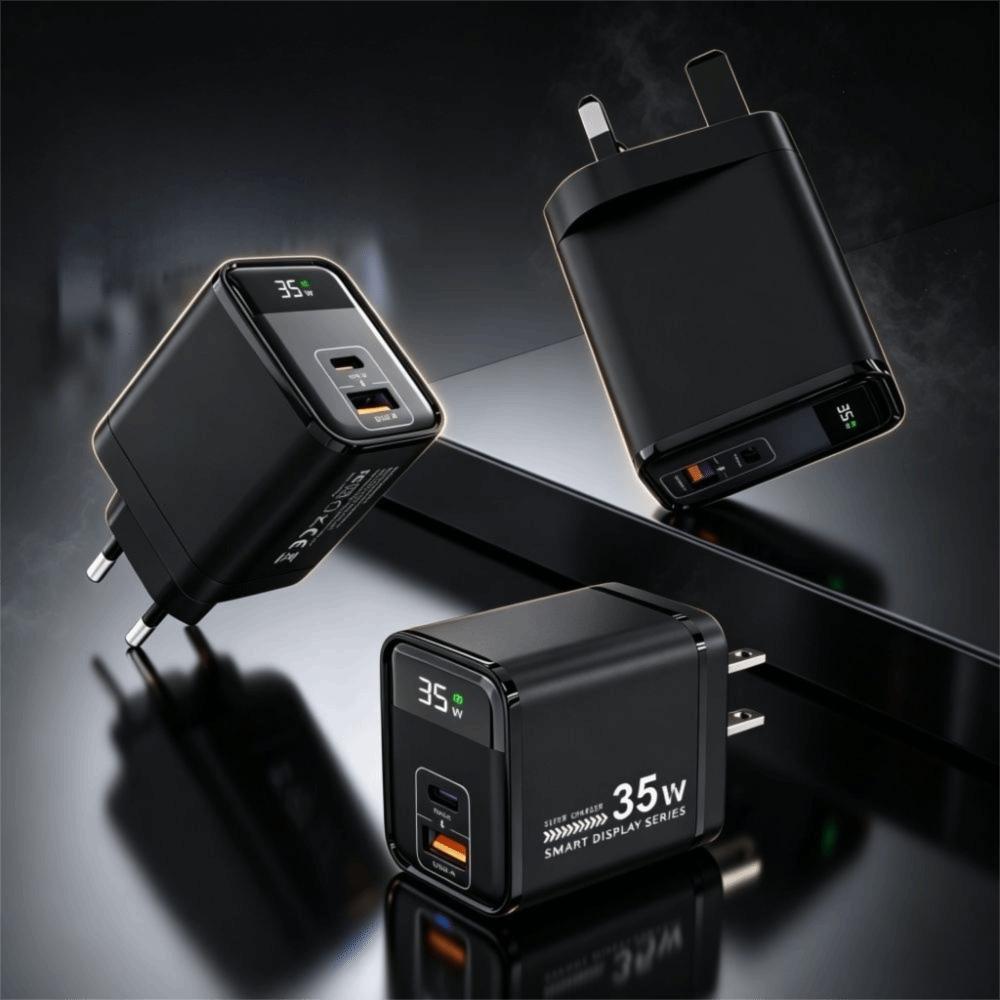 Quick Charge Phone Fast Charger Digital Display Phone Power Adapter Wall Plug
