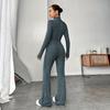 Women's Knitted Pullover Pants Two Pieces Set Slim Long Sleeved Mock Neck Top High Waist Wide Leg Pant Outfits