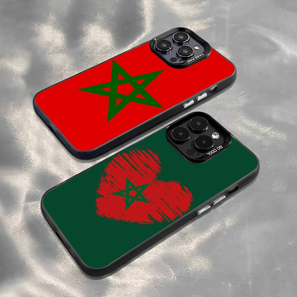 M-Morocco F-Flag Phone Case For iPhone 17,16,15,14,13,12,11 Plus,Pro Max,XS,Colorful Silver Black Cover
