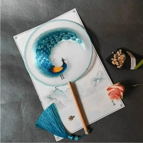 Double-Sided Embroidery Silk Fan: Classical Court Hanfu & Cheongsam Accessory