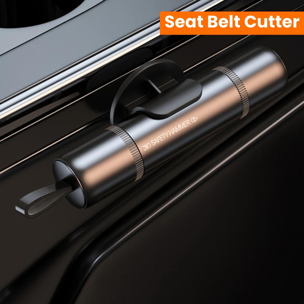 2-in-1 Car Safety Hammer with Window Breaker and Seat Belt Cutter - Emergency Escape Tool, ABS & Alloy Structure, Portable Design with Easy Access