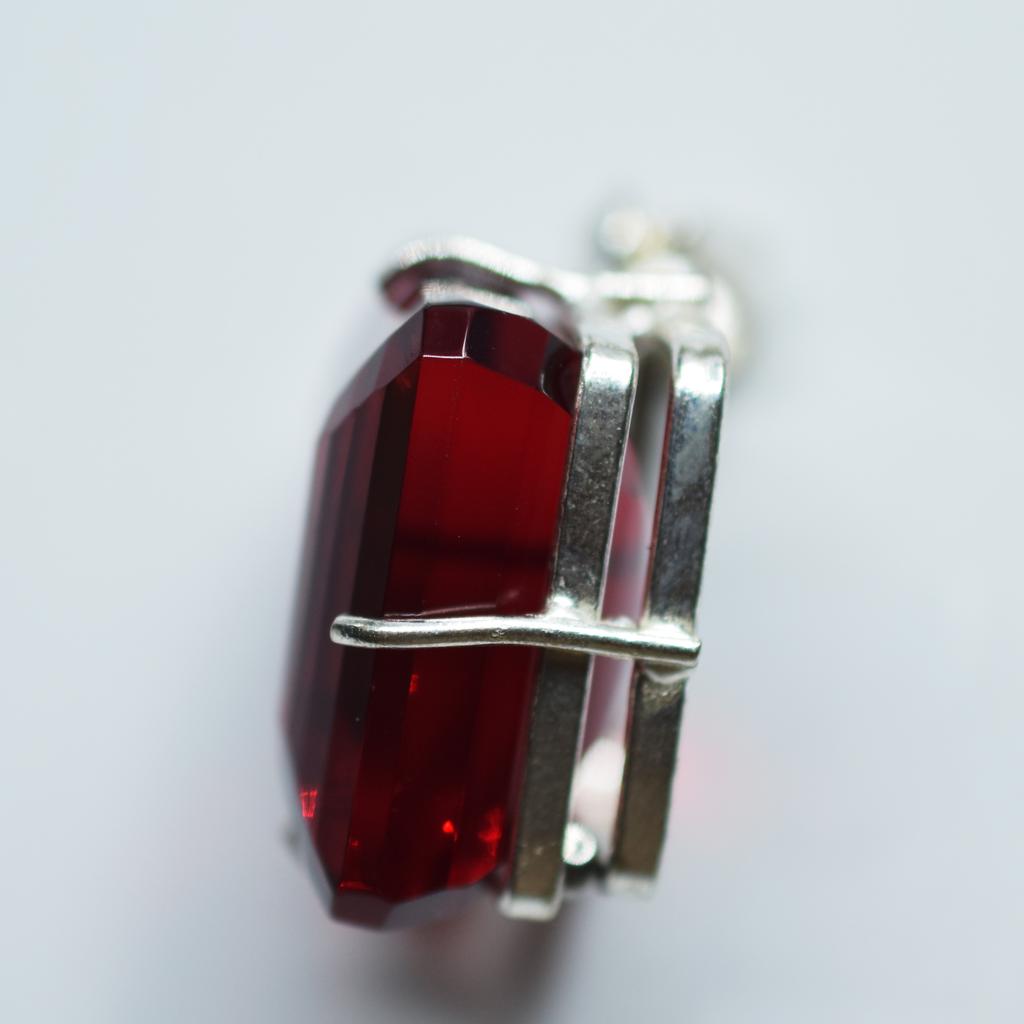 Certified 104.45 Ct Lab Created Red Ruby Pendant 925 Sterling Silver Square Gems My-383-k